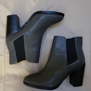 Express Grey Faux Leather Heeled Boot Boots Bootie
